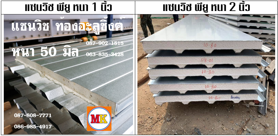 ฉนวนกันความร้อน PU แบบแซนวิช หรือปิดผิวด้านใต้