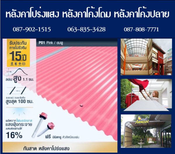 แผ่นกันสาดโปร่งแสง P01 สีชมพู Pink
